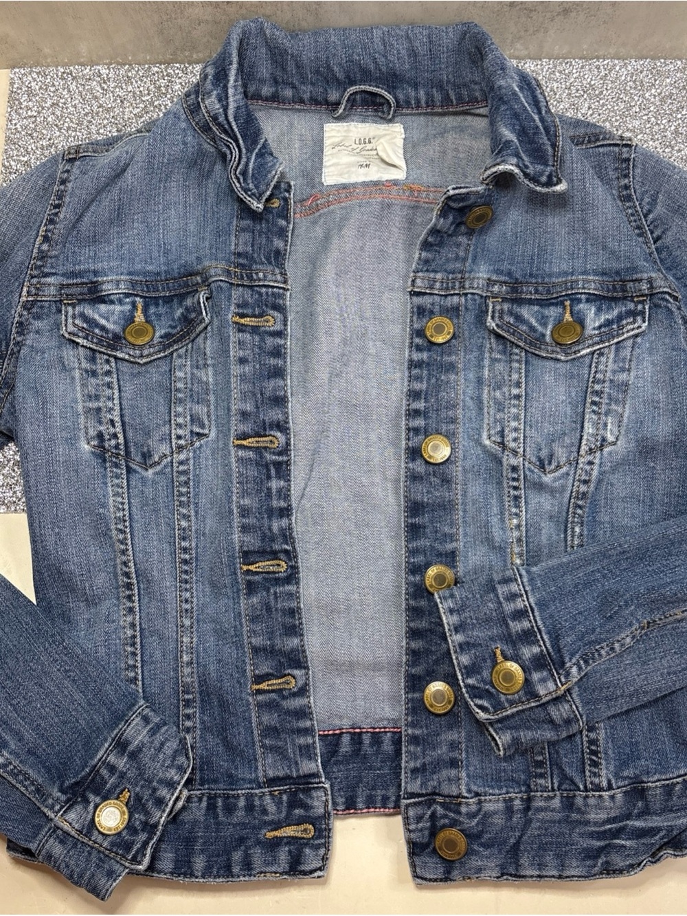 H&M Blue Denim Jean Jacket Teens Size 2 Vintage 2000’